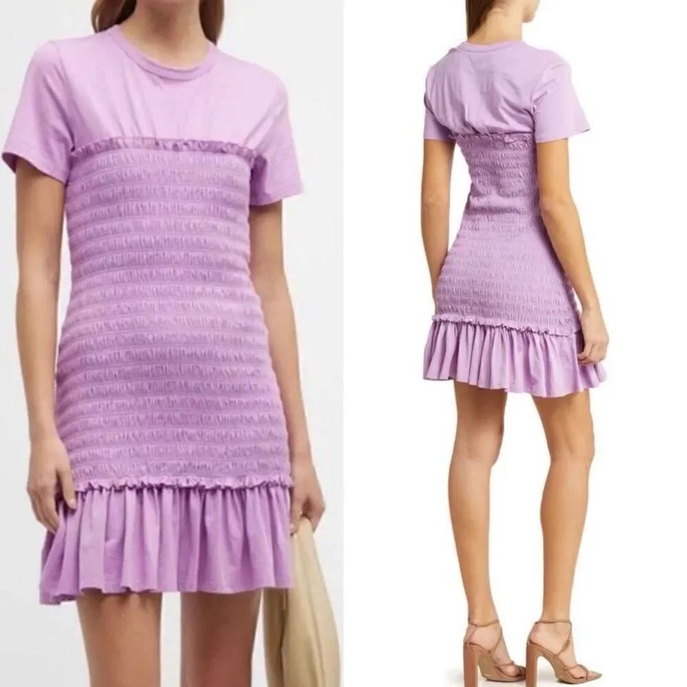 Veronica Beard NWT Tomlin Smocked Mini Dress in Violet Size Small MSRP $298